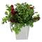 8" Green & Silver Potted Artificial Boxwood with Berries Christmas Arrangement